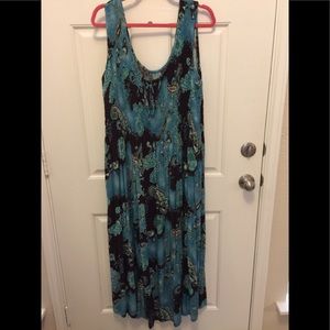 Teal & brown paisley flowy dress.